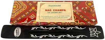 Govinda Shanthimalai Red Nag Champa Incense 100 Grams and Holder