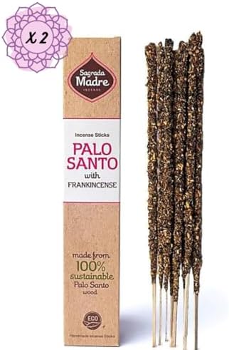 Sagrada Madre Palo Santo Incense Sticks - Natural Aromatic Vegan Slow Burning 9 Inches 16 Pieces