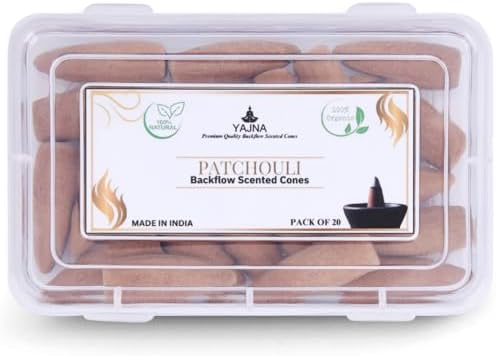 Yajna Patchouli Natural Incense Backflow Cones 20 Count