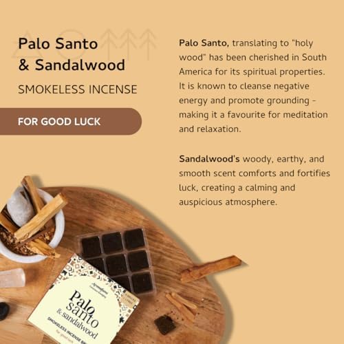 Palo Santo Sandalwood Smokeless Incense Bricks for Home Aromatherapy and Spiritual Use