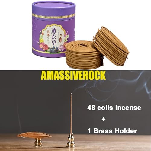 Lavender Coils Incense 48 PCS with Holder Burner