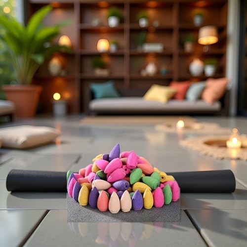 60 Pcs Mixed Natural Scents Mini Backflow Incense Cones for Home Patio and Meditation