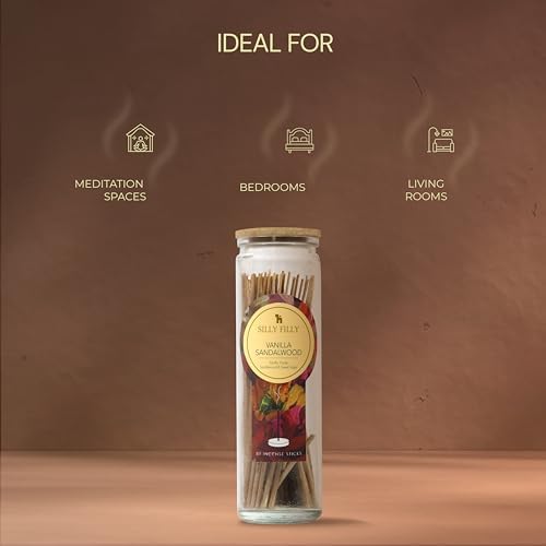 Vanilla Sandalwood Incense Sticks Set of 80 in Glass Jar