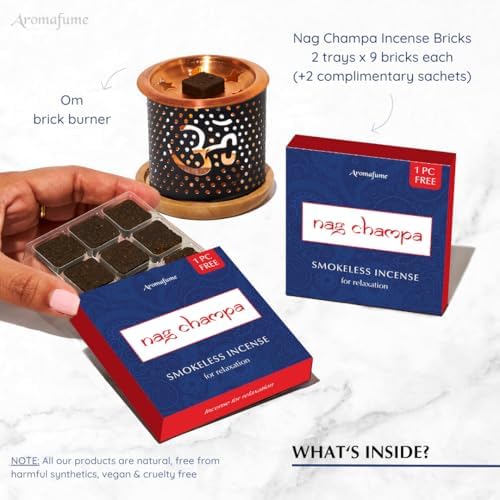 Aromafume Nag Champa Incense Bricks with Om Burner