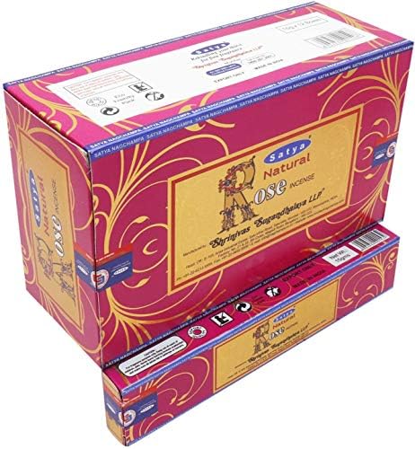 Satya Nag Champa Rose Natural Incense Sticks 12 Packs Box