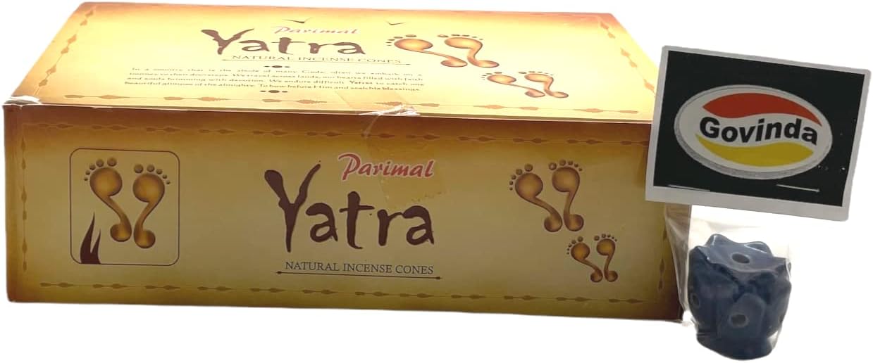 Govinda Incense Cone Holder Bundle with Parimal Yatra Natural Incense Cones