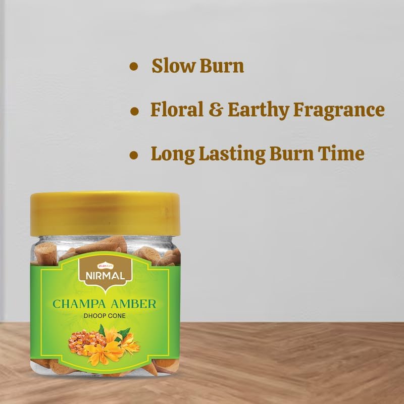 Shubhkart Nirmal Champa Amber Dhoop Cones - 60Pcs Dual Fragrance Pack