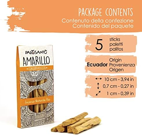 PALOSANTO - Palo Santo Incense Sticks 10cm 5 Pack Organic Wild Harvested