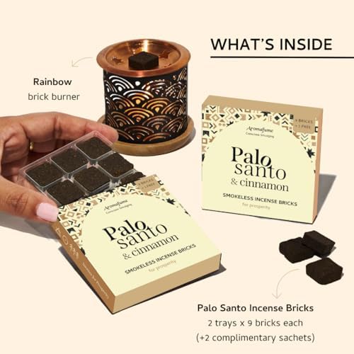 Palo Santo Cinnamon Smokeless Incense Bricks with Rainbow Burner