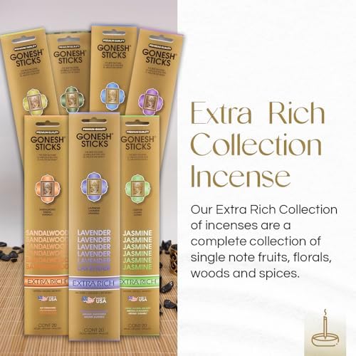 Gonesh Extra Rich Scented Incense Sticks - Patchouli 10 Inch 4 Packs