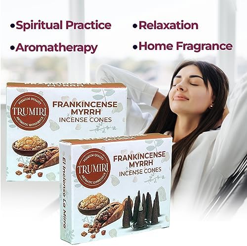 TRUMIRI Frankincense Myrrh Incense Cones 20 Pack