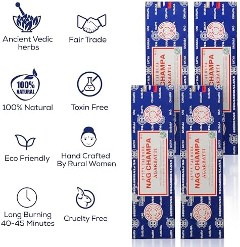 Satya Nagchampa Incense Sticks 4 Pack 400 GMS with Holder