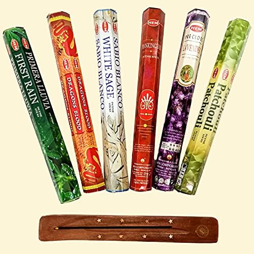 HEM Premium Incense Set with Holders - 120 Sticks 6 Scents