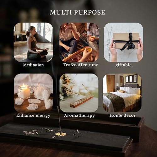 TUDMOEOL 200Pcs Natural Incense Sticks for 30 Mins with Lid Holder