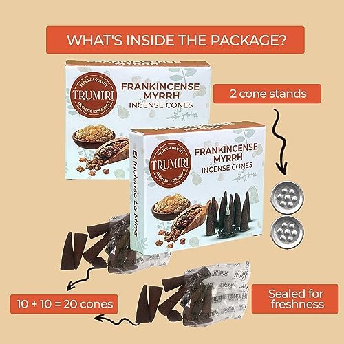 TRUMIRI Frankincense Myrrh Incense Cones 20 Pack