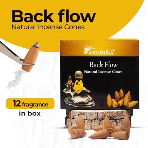 ARO VATIKA Backflow Natural Masala Incense Cones 12 Variety Pack