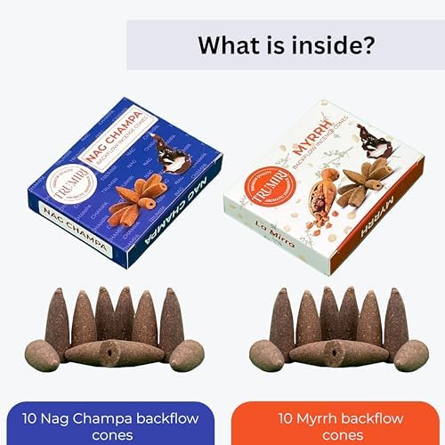 TRUMIRI Backflow Incense Cones - 20-Pack Waterfall Blend