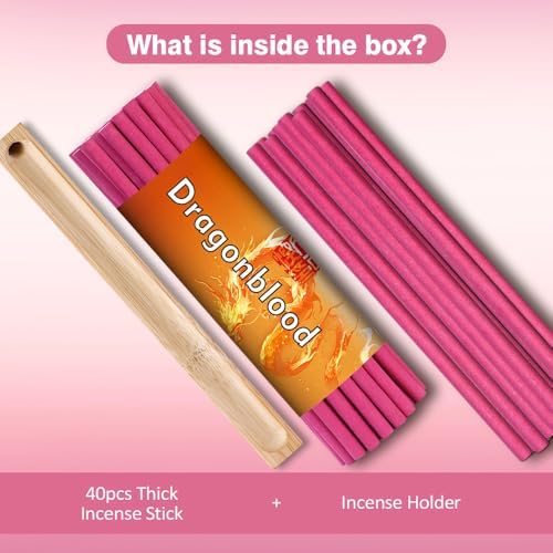 RELCHANE Thick Incense Sticks 120 Min Burning Time with Holder 40pcs