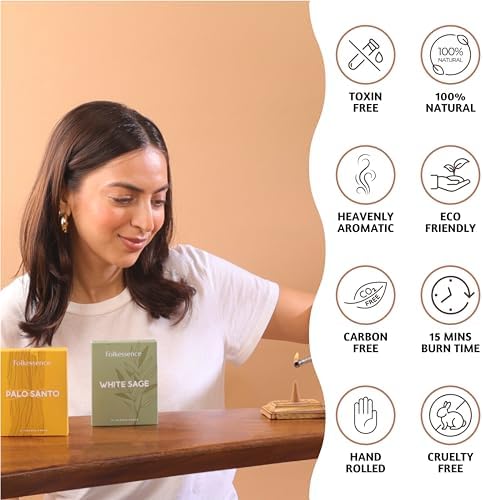 Folkulture Incense Cones Set of 30 - White Sage Palo Santo Natural Fragrances
