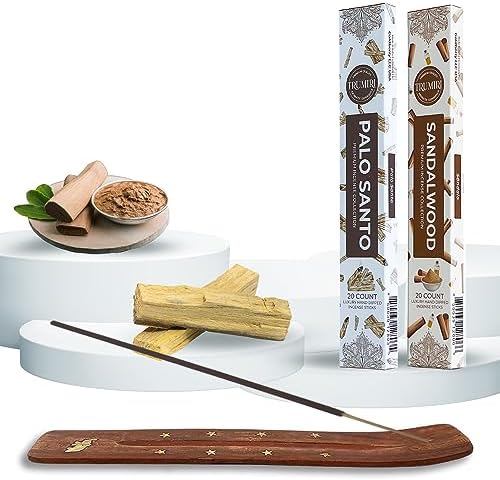 Trumiri Organic Incense Sticks - 40 Pack 20 Palo Santo 20 Sandalwood