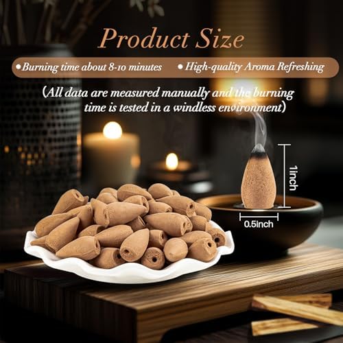 Sukh Backflow Incense Cones - 108pcs Sandalwood Scented Waterfall Aromatherapy Burners