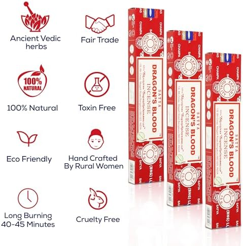 Satya Nagchampa Dragon Blood Incense Sticks 45 GMS with Raajsee Holder