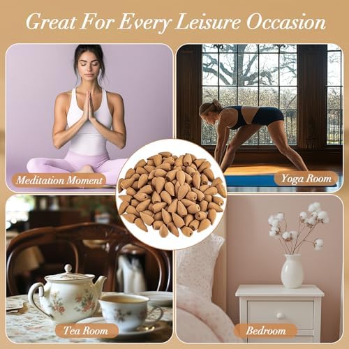 Sukh Backflow Incense Cones - 108pcs Sandalwood Scented Waterfall Aromatherapy Burners