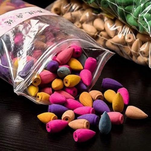 60 Pcs Mixed Natural Scents Mini Backflow Incense Cones for Home Patio and Meditation