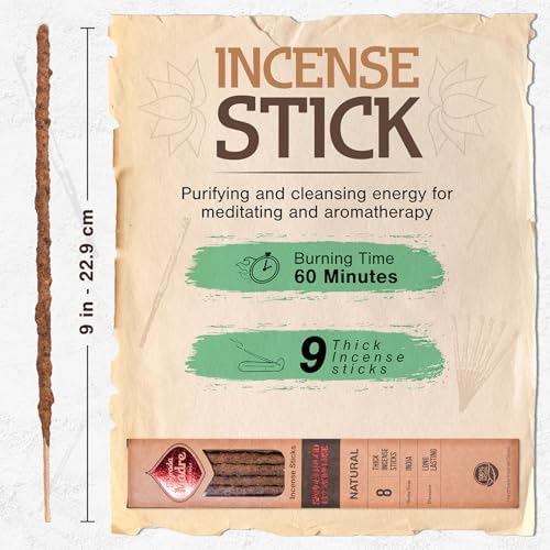 8 Pcs Natural Sandalwood Olibanum Incense Sticks 9 Long Eco Friendly 1hr Burning Time for Healing and Purification