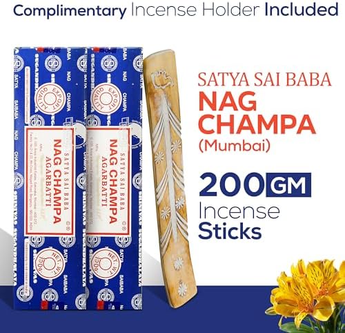 Satya Nag Champa Incense Sticks 2 Pack 200 GMS with Raajsee Holder