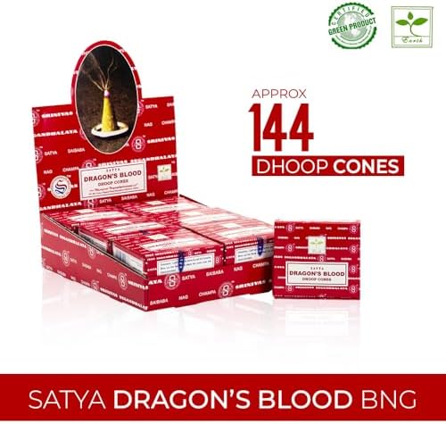 Satya Sai Baba Dragons Blood Natural Masala Incense Dhoop Cones 144 in 12 Boxes
