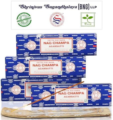 Satya Nagchampa Incense Sticks 4 Pack 400 GMS with Holder