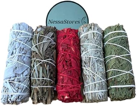 5 pcs Smudge Stick Sampler Kit - Natural Aromas for Cleansing