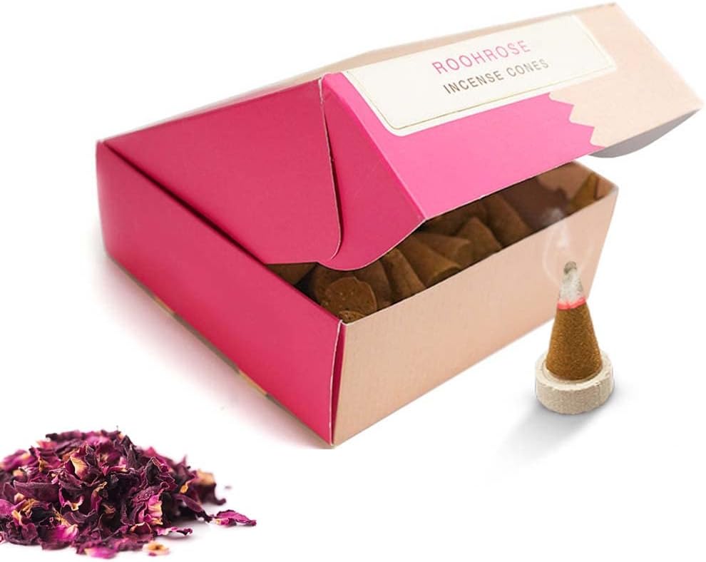 Premium Luxury Rooh Rose Incense Cones - 40 Cones 100g