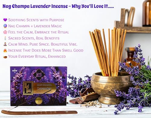 Premium Nag Champa Lavender Incense Sticks 180gm 15g x 12 Pack