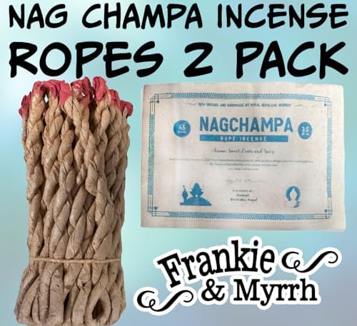 Frankie Myrrh Nag Champa Organic Handmade Incense Rope - 2 Bundles 90 Pieces 35 Inches