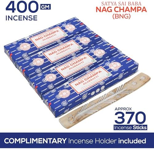 Satya Nagchampa Incense Sticks 4 Pack 400 GMS with Holder