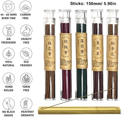 Chinese Incense Sticks Gift Set - 5 Pack 120 Sticks