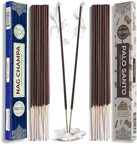 Trumiri Incense Sticks - 35 Pack with 15 Nag Champa and 20 Palo Santo
