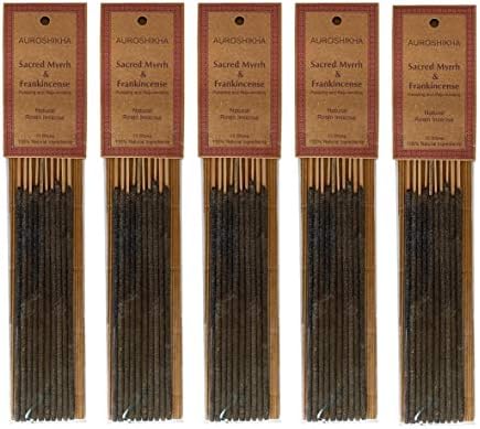Auroshikha Natural Resin Frankincense Myrrh Incense Sticks 5 Pack 50 Sticks