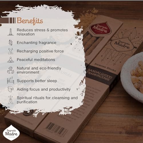 8 Pcs Natural Sandalwood Olibanum Incense Sticks 9 Long Eco Friendly 1hr Burning Time for Healing and Purification