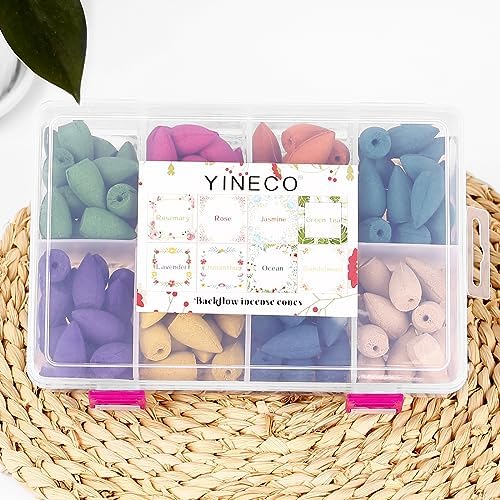140PCS 8 Mixed Natural Scent Backflow Incense Cones Gift Set