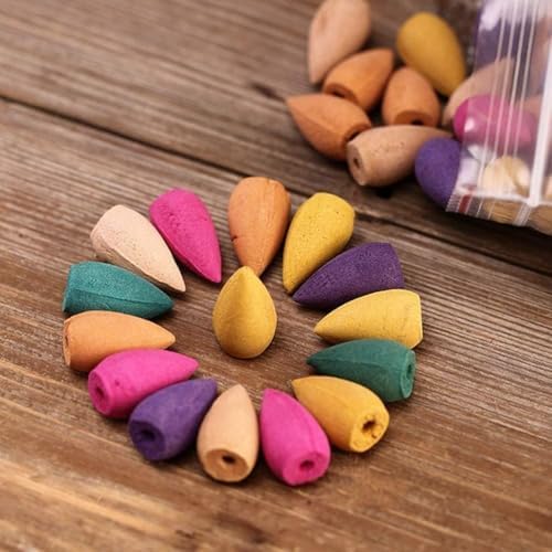 60 Pcs Mixed Natural Scents Mini Backflow Incense Cones for Home Patio and Meditation