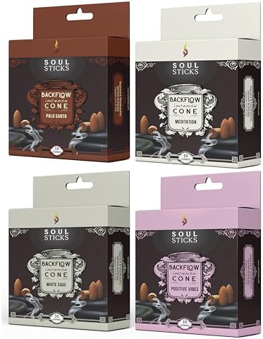 Soul Sticks Assorted Backflow Incense Cones for Meditation and Yoga