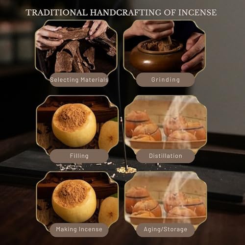 TUDMOEOL 200Pcs Natural Incense Sticks for 30 Mins with Lid Holder