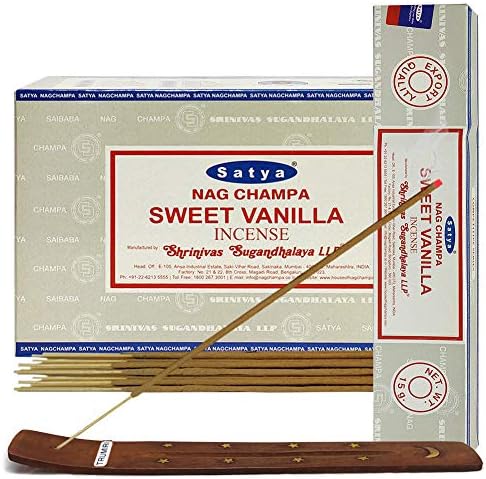 Trumiri Satya Sweet Vanilla Incense Sticks and Holder Bundle