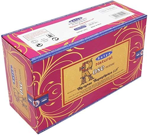Satya Nag Champa Rose Natural Incense Sticks 12 Packs Box