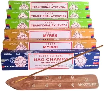 ANKCIENSE Incense Holder with 3 Fragrances 90 Sticks Variety Pack