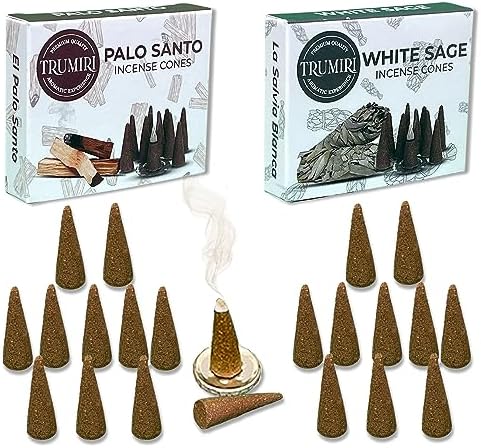 TRUMIRI Incense Cones - 20 Pack 10 Palo Santo 10 White Sage