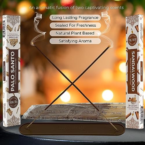 Trumiri Organic Incense Sticks - 40 Pack 20 Palo Santo 20 Sandalwood